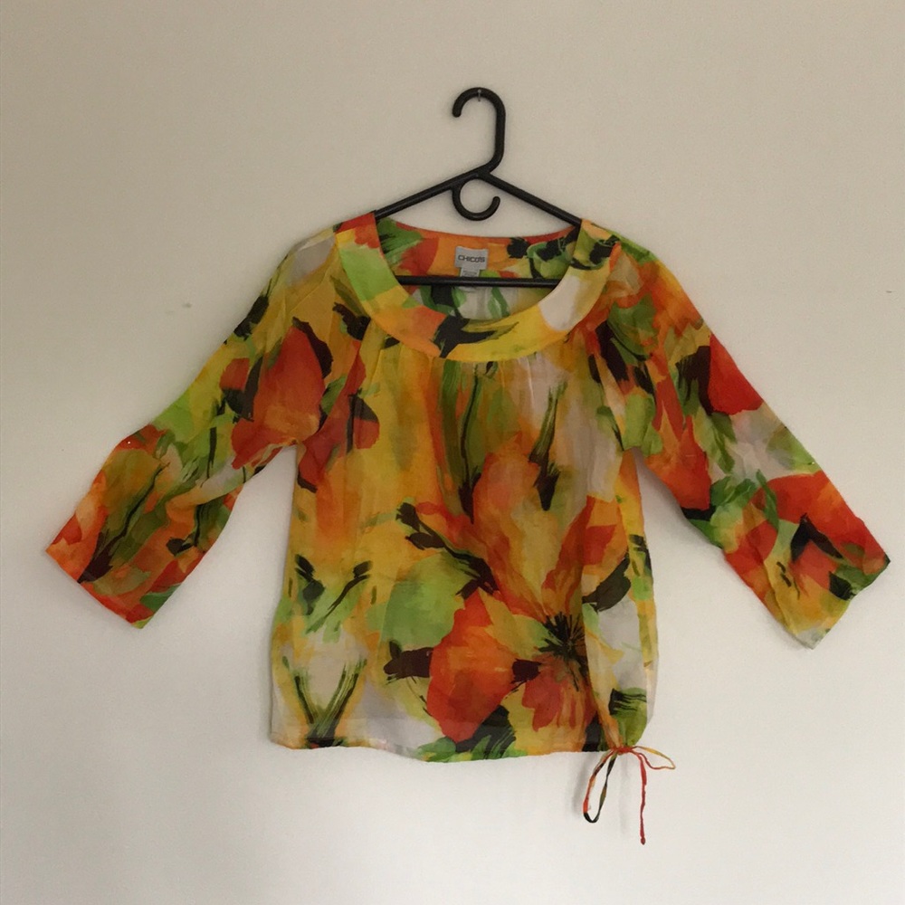 Chico’s bright floral blouse